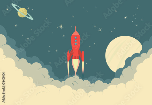 Obraz Retro Rocket Spaceship