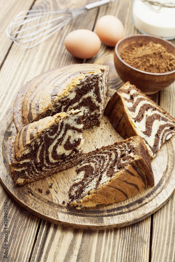 Cake with cocoa  powder