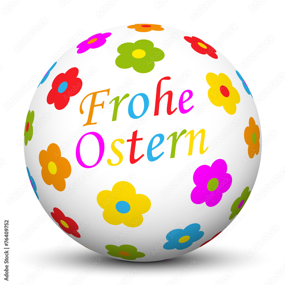 Kugel, Frohe Ostern, Osterkugel, Blumen, Grüße, Icon, Design, 3D Stock
