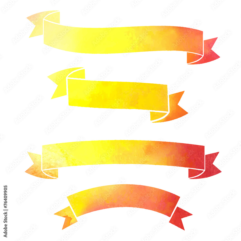 vector watercolor colorful ribbons banners