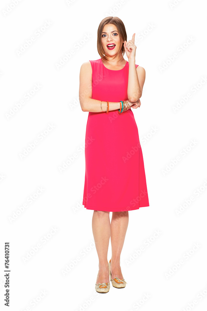 Idea. Full body portrait of woman in red dress. Idea. Full body portrait of woman in red dress.