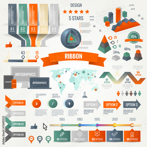 Infographics set with options. Business icons, web design. photo