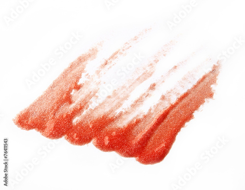 Fotografie, Obraz Orange lip gross brush stroke on white background