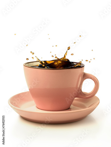 coffee splash in pink cup