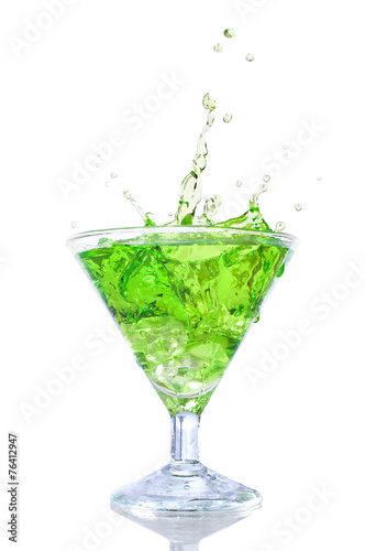 green cocktail with splash