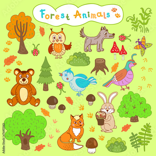 children's drawings forest animals © osipov_d