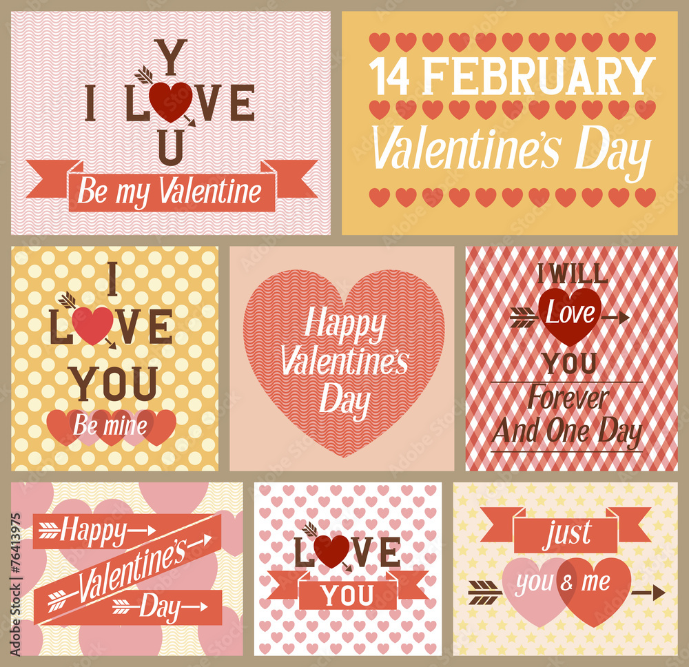 Set of Valentines Day Cards Set of Valentines Day Cards