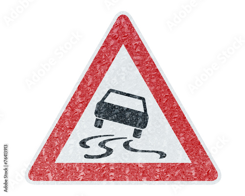 Winter Driving - Ice Covered Warning Sign - Caution Sleekness
