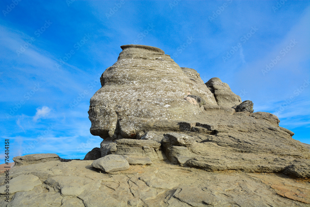 Romanian Sphinx big stone, Historic monument of Busteni, in Bucegi mountain