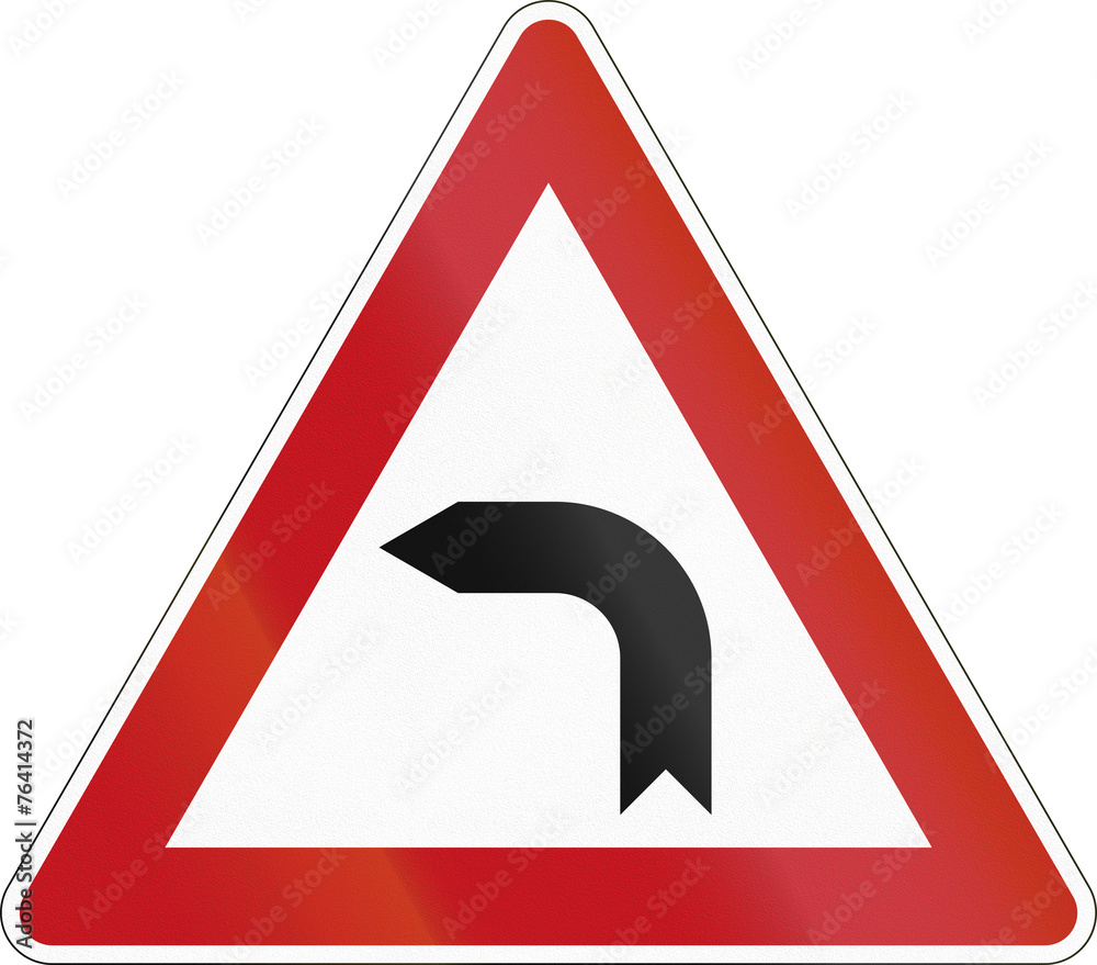 German sign warning about a double curve first to left German sign warning about a double curve first to left