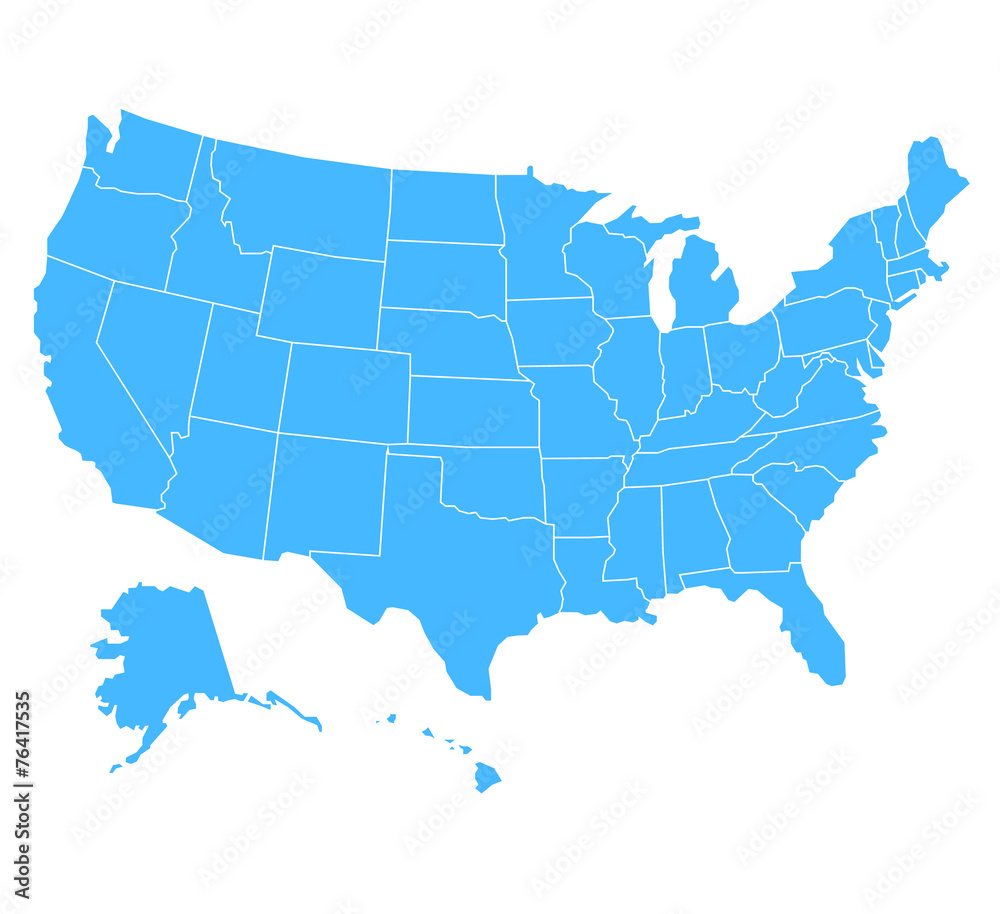 Naklejka premium ilustracja mapa stanów zjednoczonych ameryki