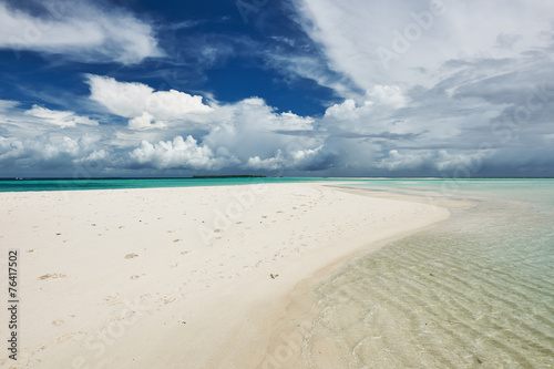 Beautiful beach with sandspit at Maldives