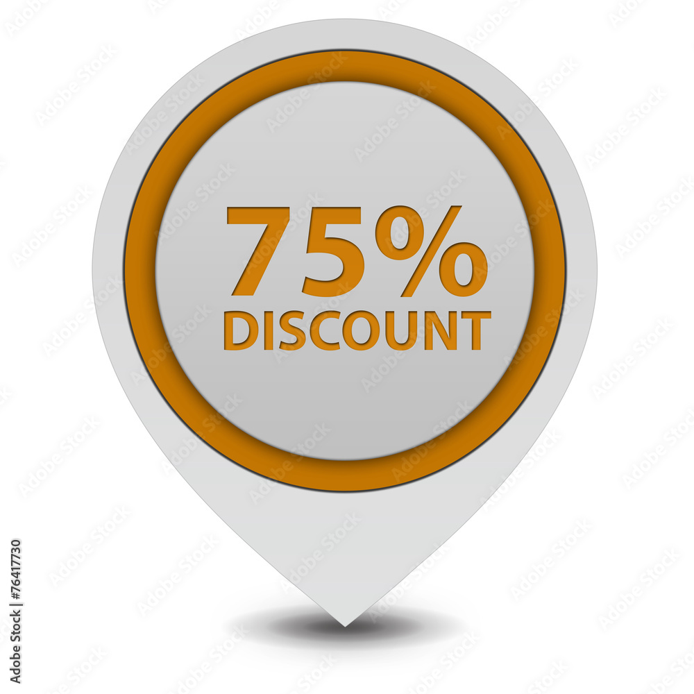 Discount 75 pointer icon on white background Discount 75 pointer icon on white background