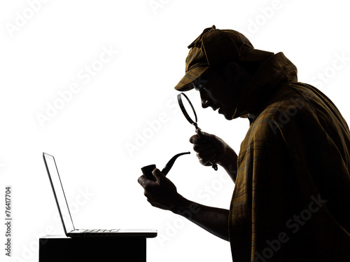 sherlock holmes laptop computer silhouette
