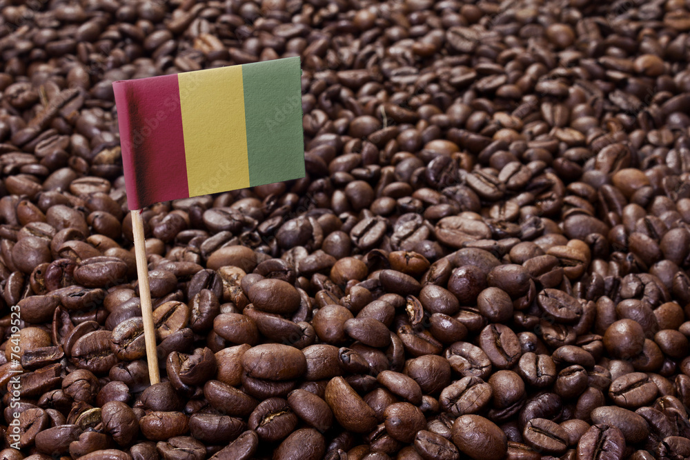 Flag of Guinea sticking in coffee beans.(series) Flag of Guinea sticking in coffee beans.(series)