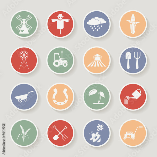 Farming round icons. Vector illustration