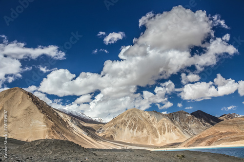 Himalayas range and Pangong Tso lake-Ladakh,India