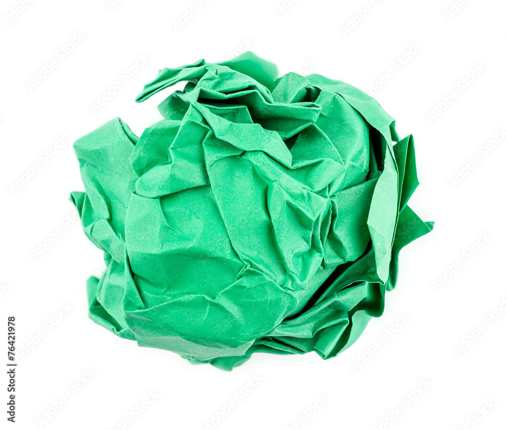 Green crumpled paper isolated Green crumpled paper isolated