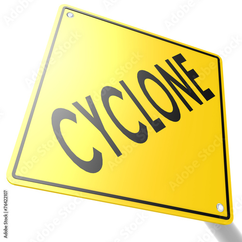 Road sign with cyclone