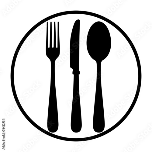 Fork, knife and plate
