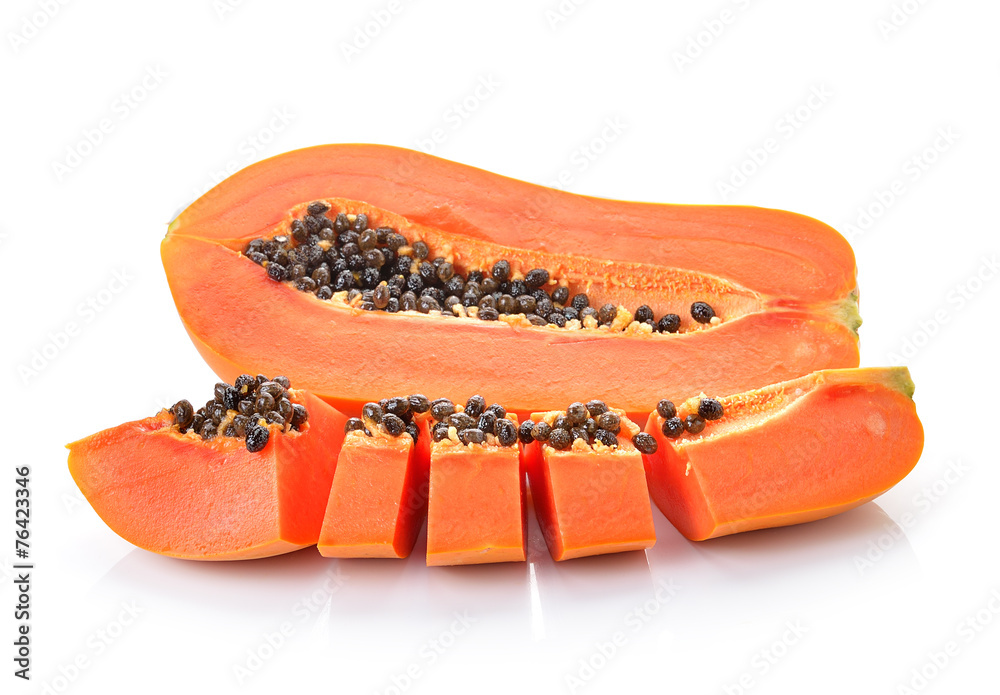 sliced papaya on a white background sliced papaya on a white background