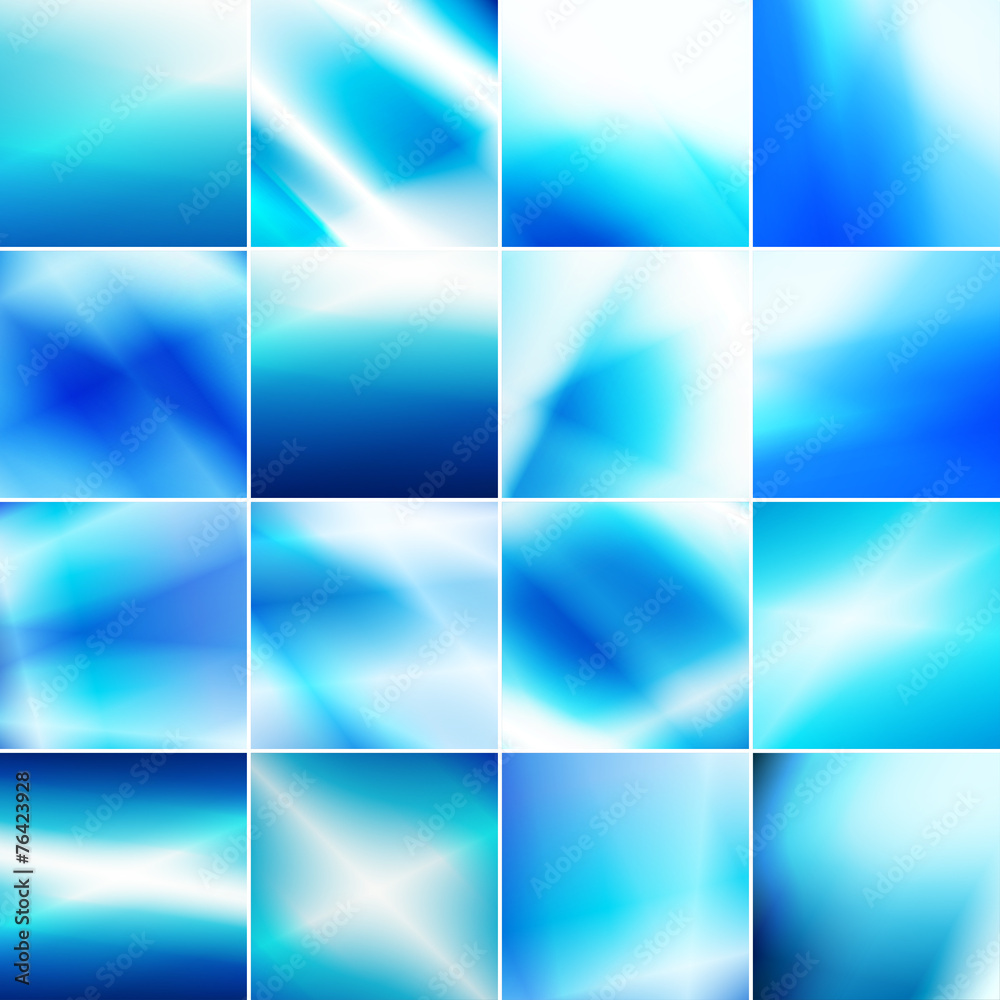 Set of blue toned backgrounds. Illustrated vector bundle.