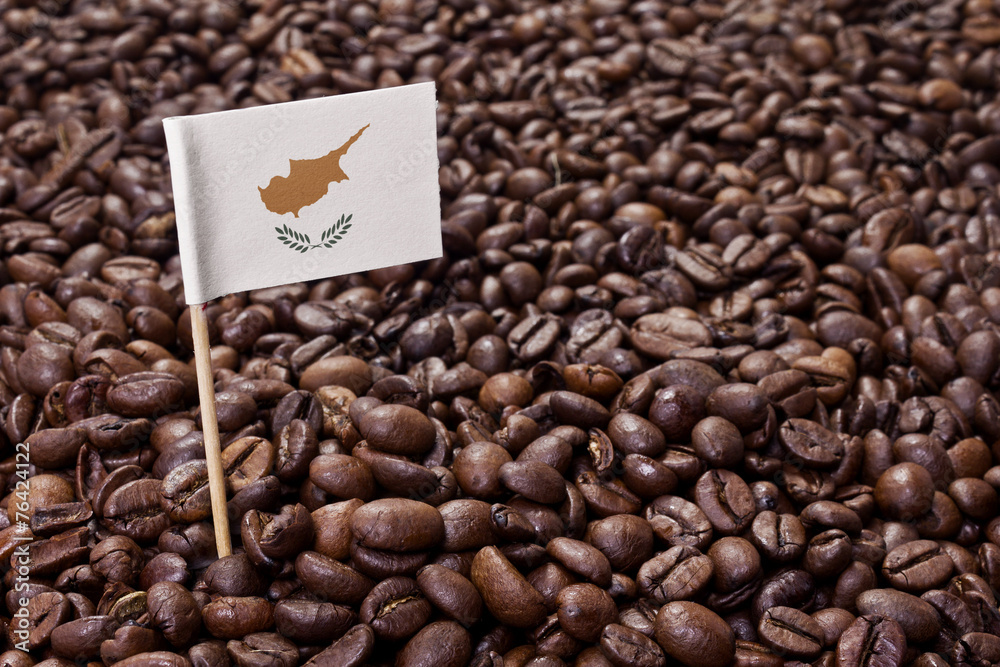 Flag of Cyprus sticking in coffee beans.(series) Flag of Cyprus sticking in coffee beans.(series)