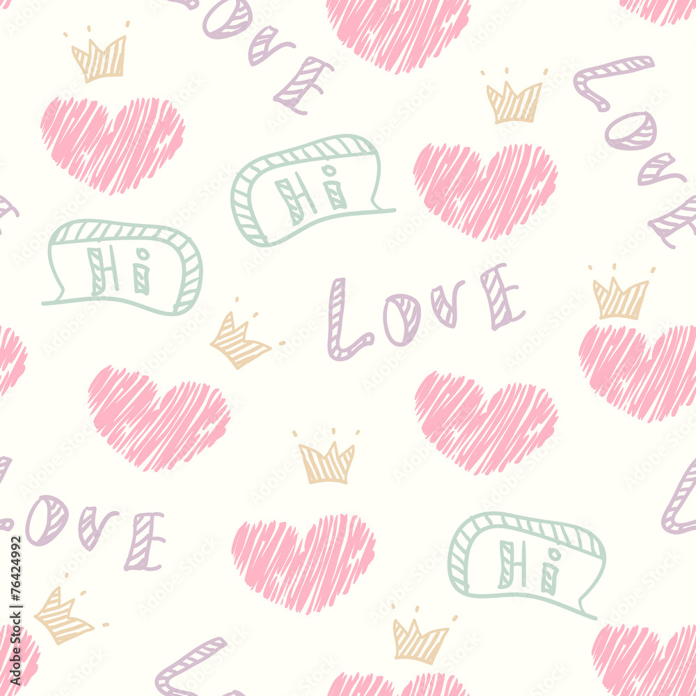 Doodle love seamless pattern Doodle love seamless pattern