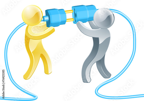 People connecting plug concept