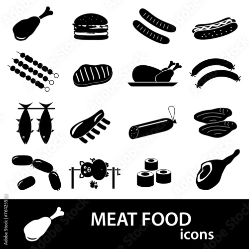 meat food icons and symbols set eps10