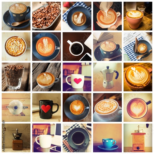 cup of coffee set collage for poster