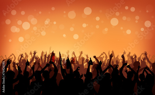 People Crowd Party Celebration Drinks Arms Raised Concept
