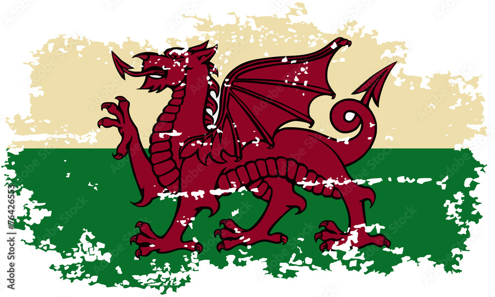 Welsh grunge flag. Vector illustration. Welsh grunge flag. Vector illustration.