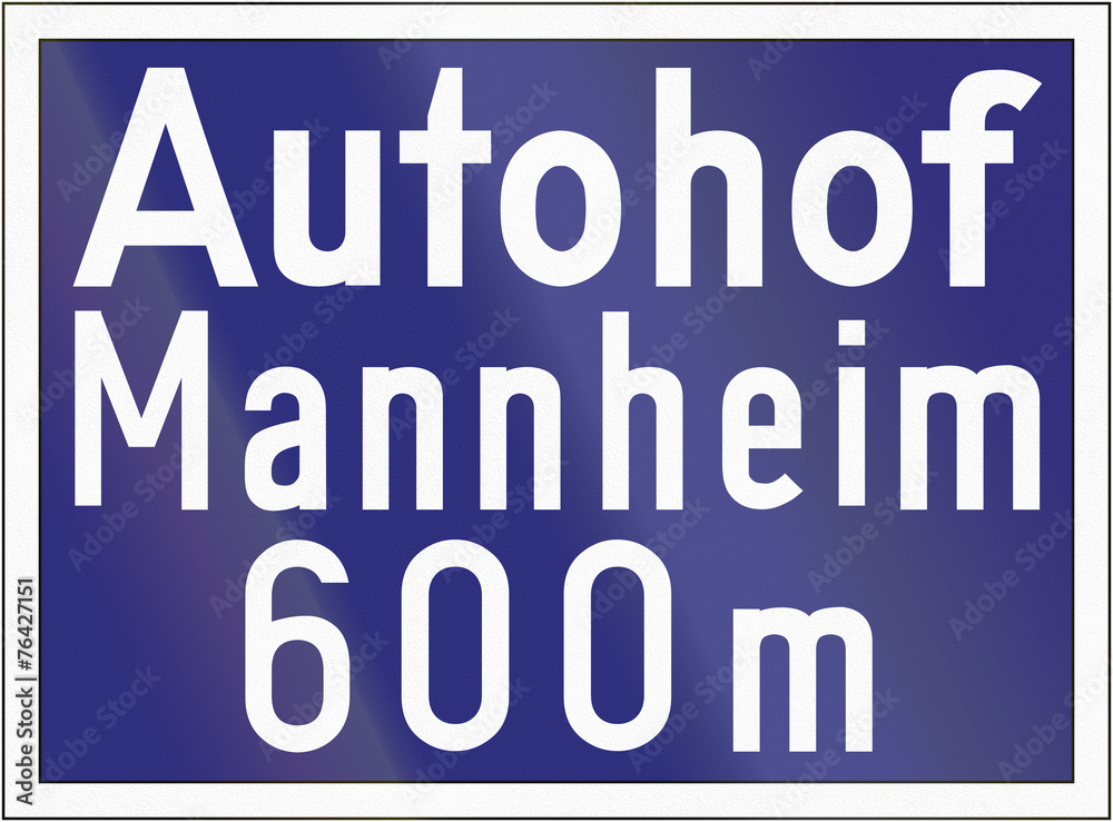 German highway sign announcing an off highway road service (Autohof)