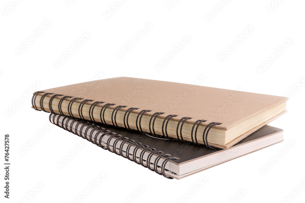 stack of ring binder book or notebook isolated on white