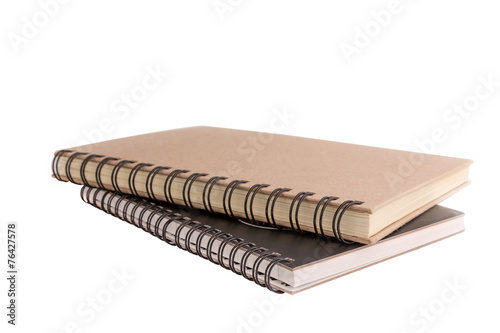 stack of ring binder book or notebook isolated on white