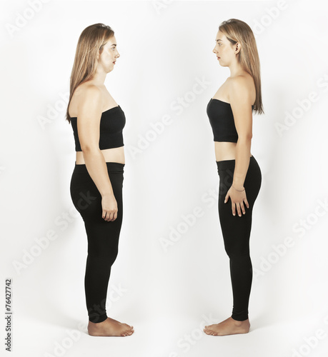 The figure of a girl before and after. A healthy lifestyle