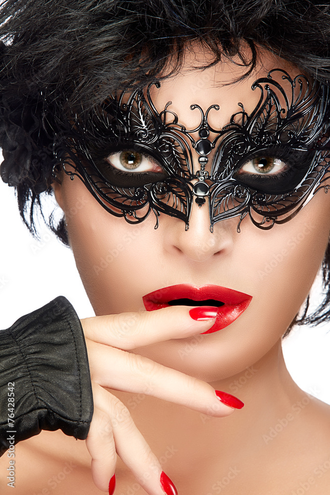 Black Masquerade Eye Makeup Stock Photo