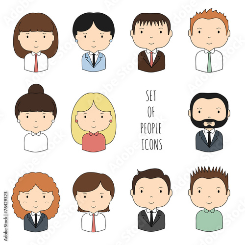 Set of colorful office people icons. Businessman. Businesswoman