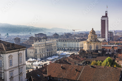 Aerial view of Piazza Castello in Turin