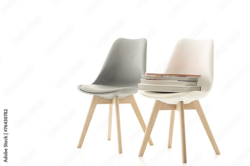 A matching grey and white modern chair A matching grey and white modern chair