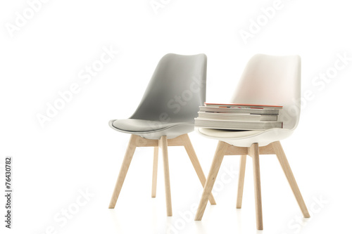 A matching grey and white modern chair