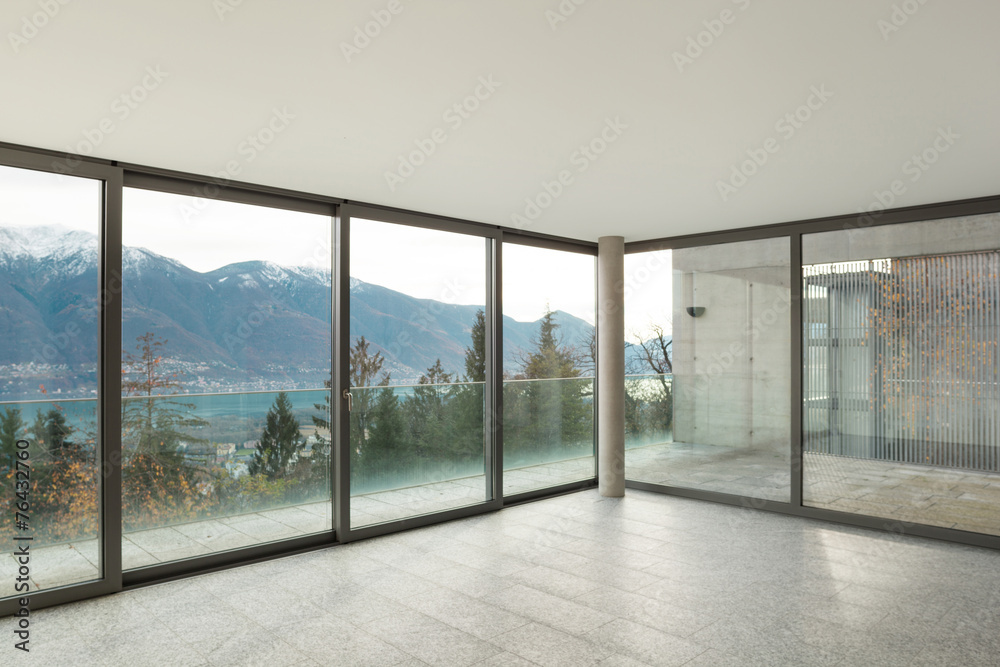 Obraz premium Empty apartment, room with windows