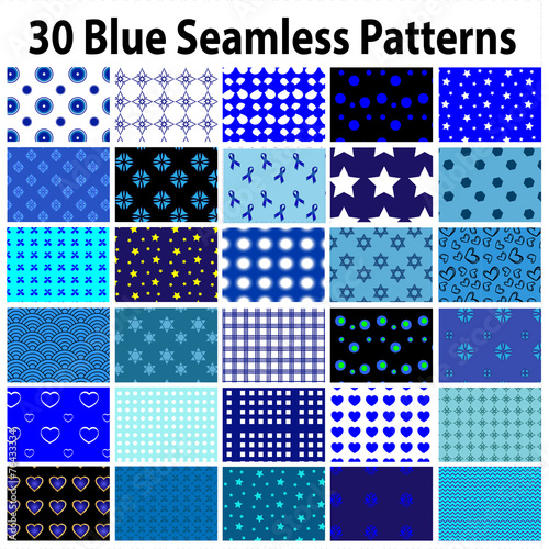 30 Blue Seamless Patterns