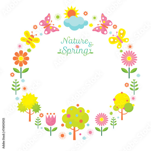 Spring Season Object Icons Wreath