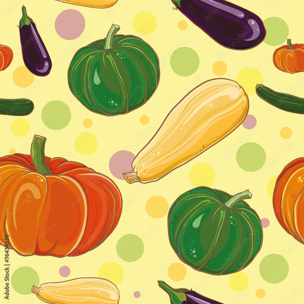 seamless pettern with eggplant, pumpkin, squash and zucchini seamless pettern with eggplant, pumpkin, squash and zucchini