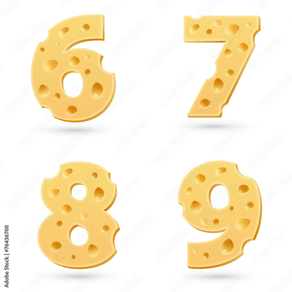 Obraz premium Set of cheese numbers.