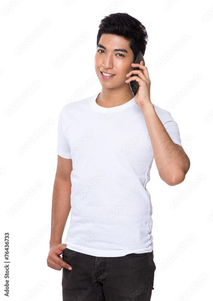 Man talk to phone Man talk to phone
