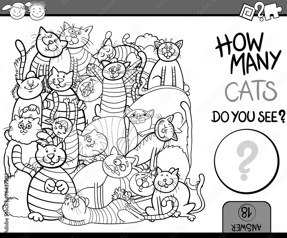 Fototapeta premium counting game cartoon coloring page