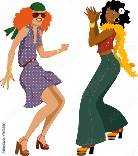 Disco girls dancing